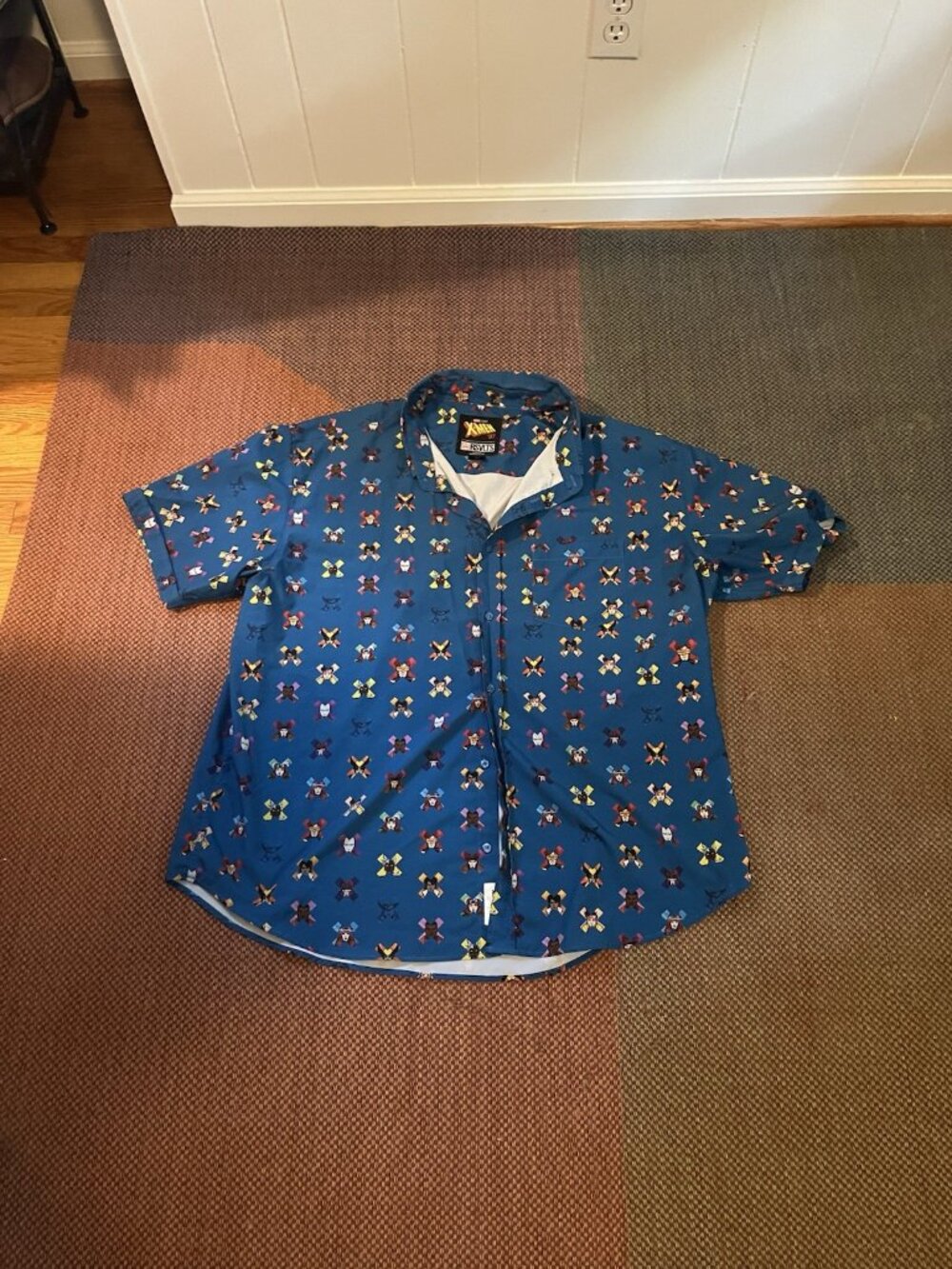 RSVLTS X-Men 97 Marvel Shirt Mens 3XL Blue KUNUFLEX Button Down Short Sleeve